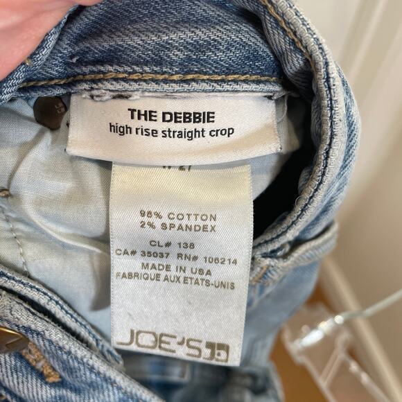 Joe's Jeans The Debbie High Rise Straight Crop 2-Tone Blue Raw Hem 27 - Picture 7 of 10